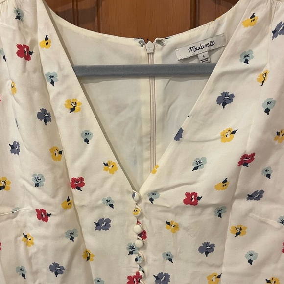 Madewell Flutter-Sleeve Mini Dress in White with Floral - Picture 3 of 3